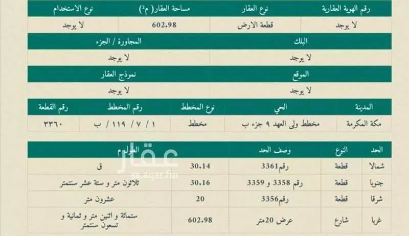 أرض للبيع في شارع الأقحوان, حي شعب عامر , مدينة مكة المكرمة, منطقة مكة المكرمة 1 صورة