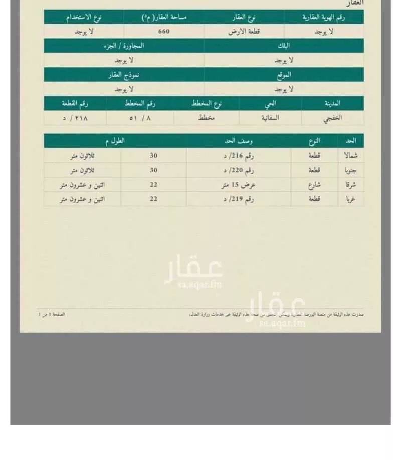 أرض للبيع في شارع 17938846, حي السفانيه, مدينة السفانيه, المنطقة الشرقية 1 صورة