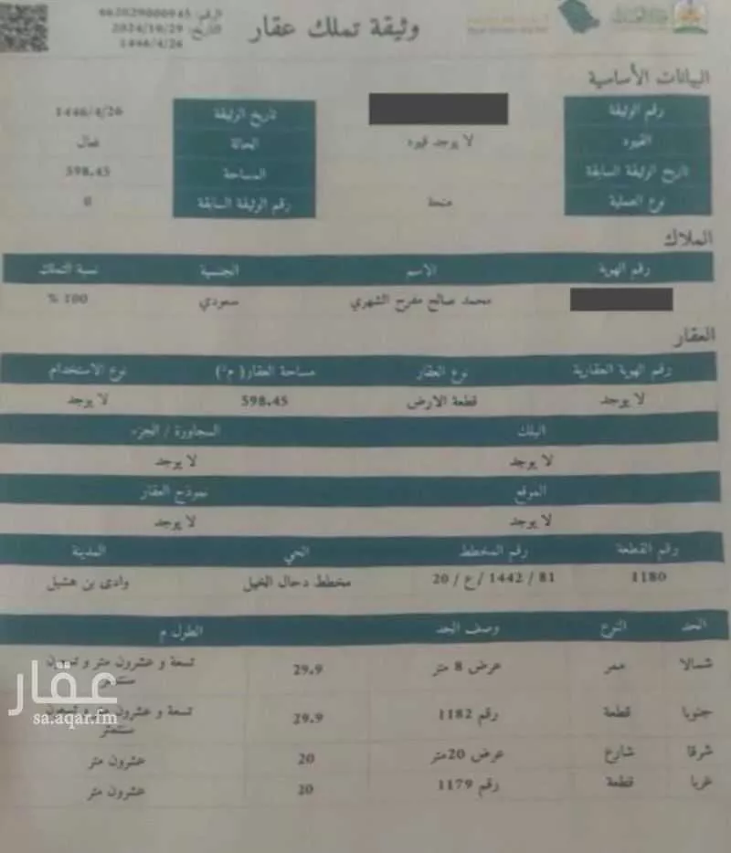 أرض للبيع في وادي ابن هشبل ، خميس مشيط 1 صورة