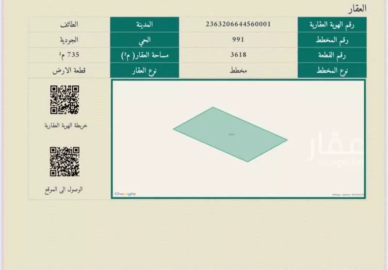 أرض للبيع في شارع الجودية, حي بدر, مدينة الطائف, منطقة مكة المكرمة 1 صورة
