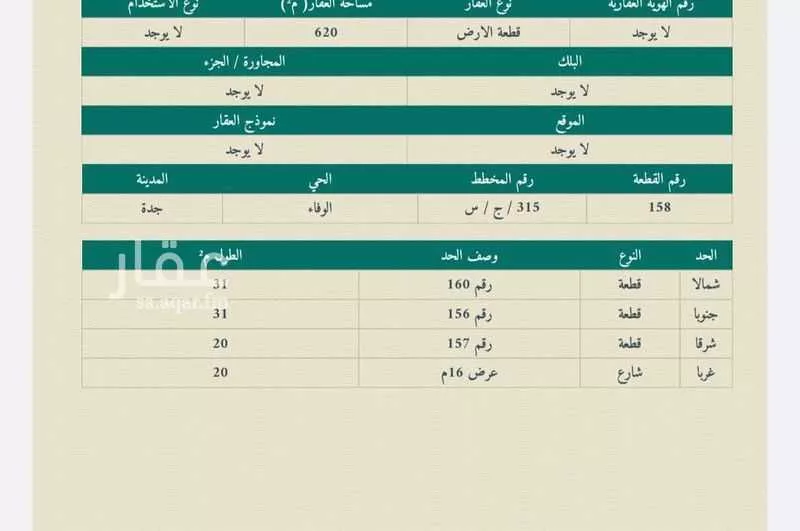 أرض للبيع في شارع الوفاء 24, حي الوفاء, مدينة جدة, منطقة مكة المكرمة 1 صورة