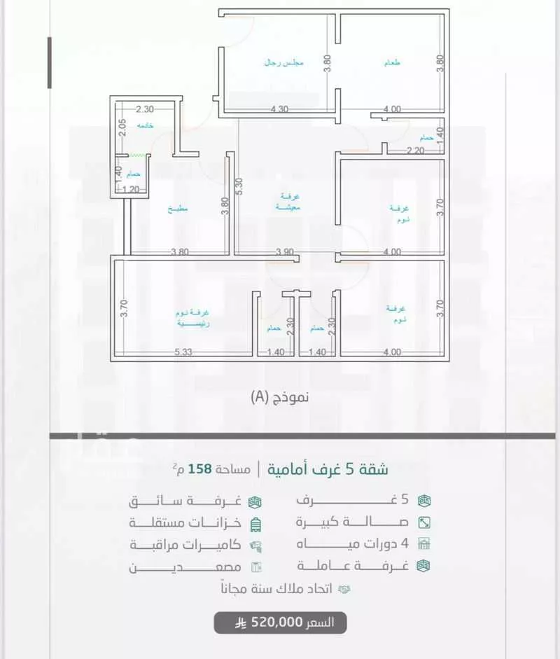 شقة للبيع في شارع النبأ, حي حكومي1, مدينة جدة, منطقة مكة المكرمة 1 صورة