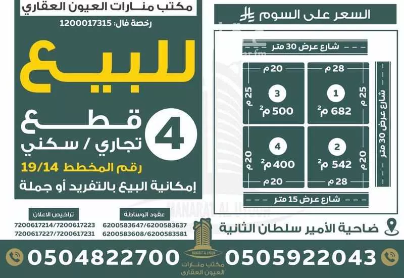 أرض للبيع في شارع عبدالله ابن الزبير ابن العوام, حي ضاحية الامير سلطان الجنوبية, مدينة العيون, المنطقة الشرقية 1 صورة