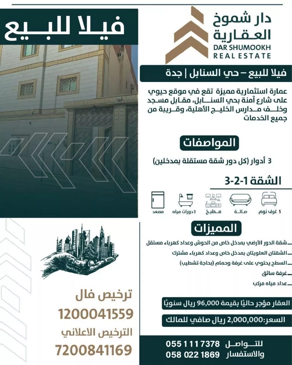 عمارة للبيع في شارع السنابل, حي السنابل, مدينة جدة, منطقة مكة المكرمة 1 صورة