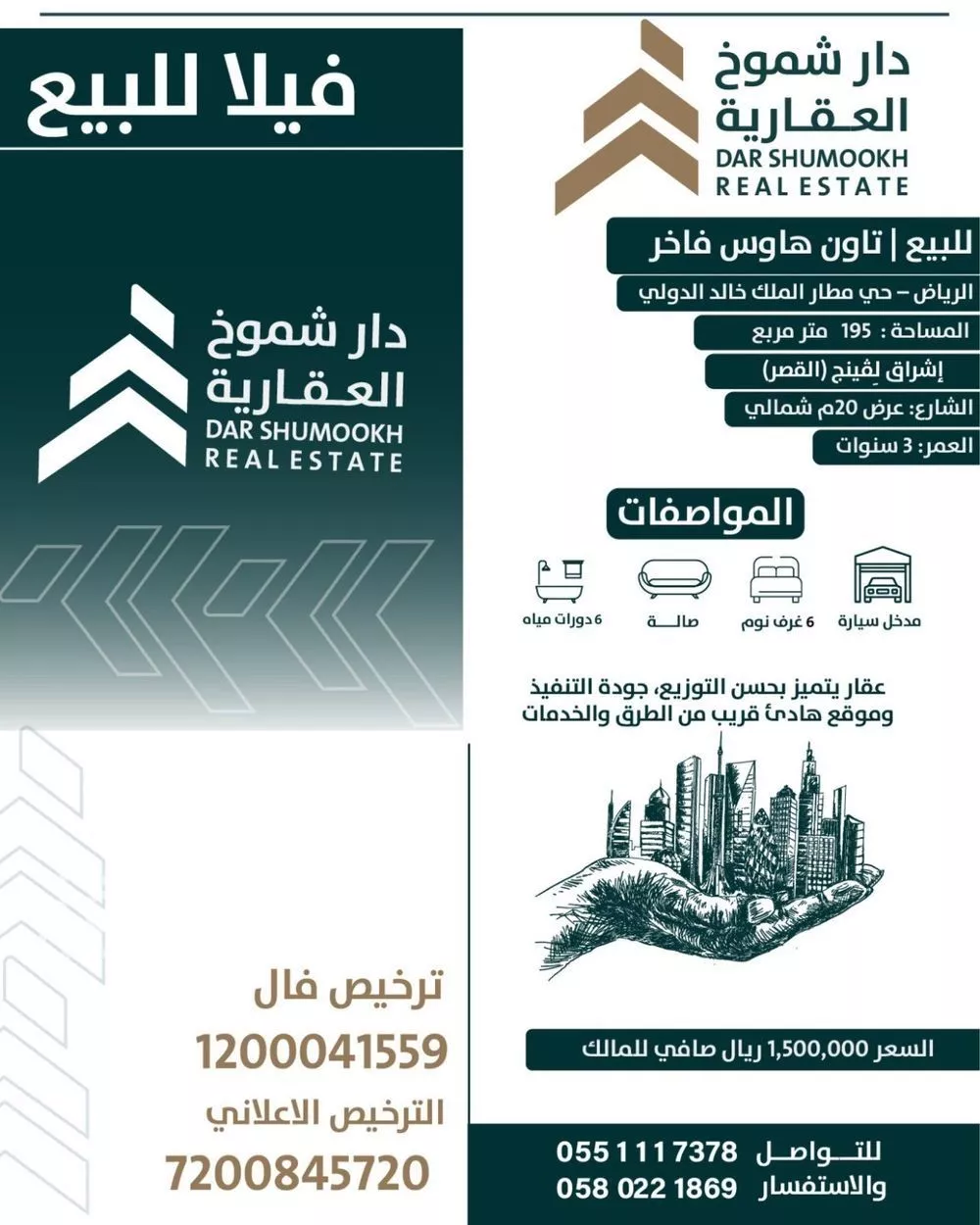 فيلا للبيع في شارع علي الأحمر, حي مطار الملك خالد الدولي, مدينة الرياض, منطقة الرياض 1 صورة