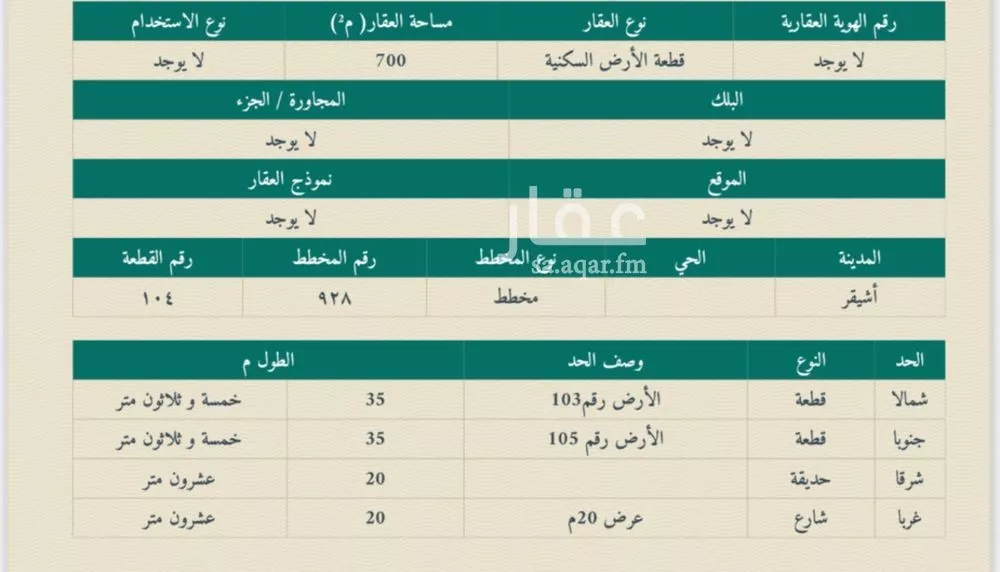 أرض للبيع في حي مخطط رقم 928, مدينة اشيقر, منطقة الرياض 1 صورة