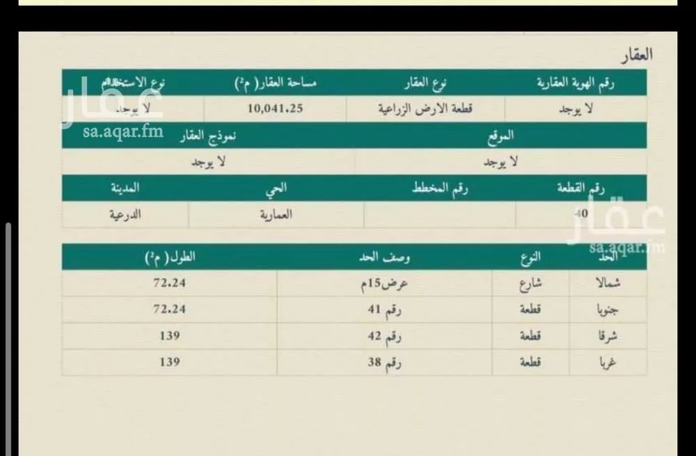 أرض للبيع في شارع بدون اسم, مدينة مخطط استراحات العماريه, منطقة الرياض 1 صورة
