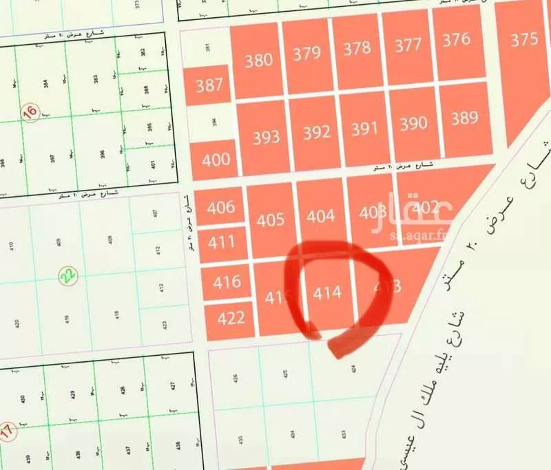أرض للبيع في شارع 20 جنوبي, حي مزارع العلاوه وماحولها, مدينة مزارع العلاوه وماحولها, منطقة الرياض 1 صورة