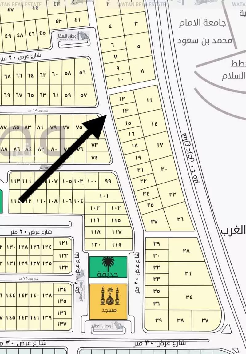أرض للبيع في شارع عباد ابن بشر الاشهل, حي الصقور, مدينة الاحساء, المنطقة الشرقية 1 صورة