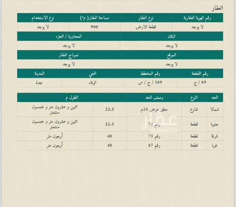 أرض للبيع في شارع 21651065, حي الفروسية, مدينة جدة, منطقة مكة المكرمة 1 صورة
