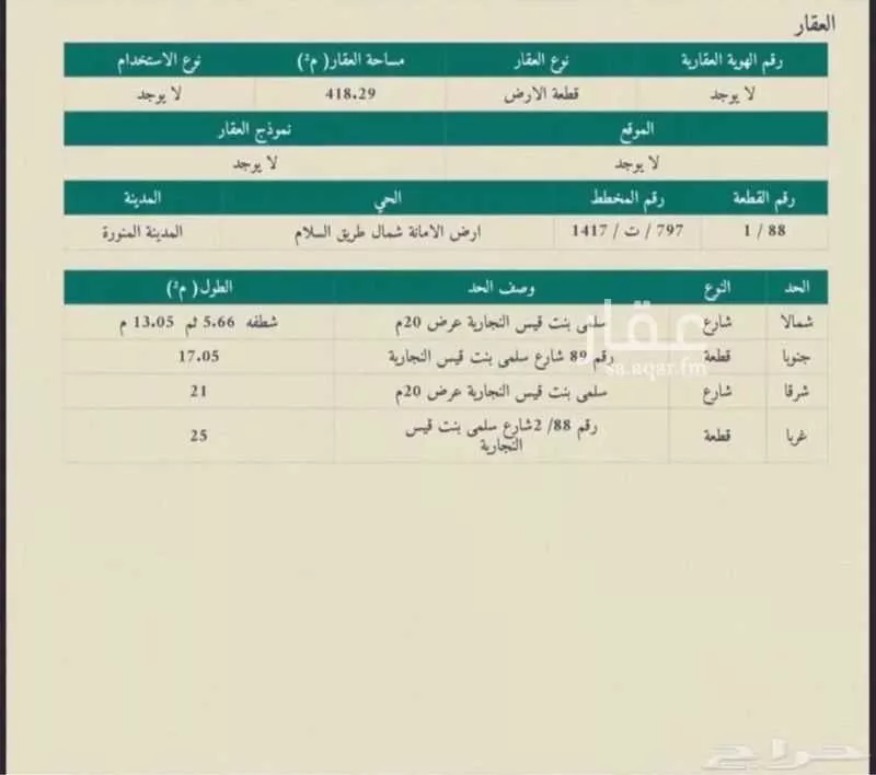أرض للبيع في شارع بسرة بنت صفوان, حي السلام, مدينة المدينه المنوره, منطقة المدينة المنورة 1 صورة