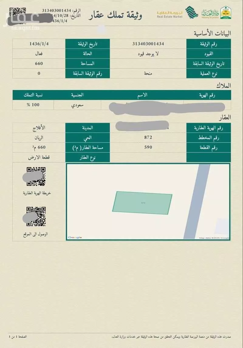 أرض للبيع في شارع الريان 60, حي الريان, مدينة الافلاج, منطقة الرياض 1 صورة