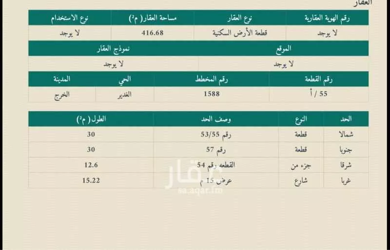 أرض للبيع في شارع 5547639, حي غياضة, مدينة الخرج, منطقة الرياض 1 صورة