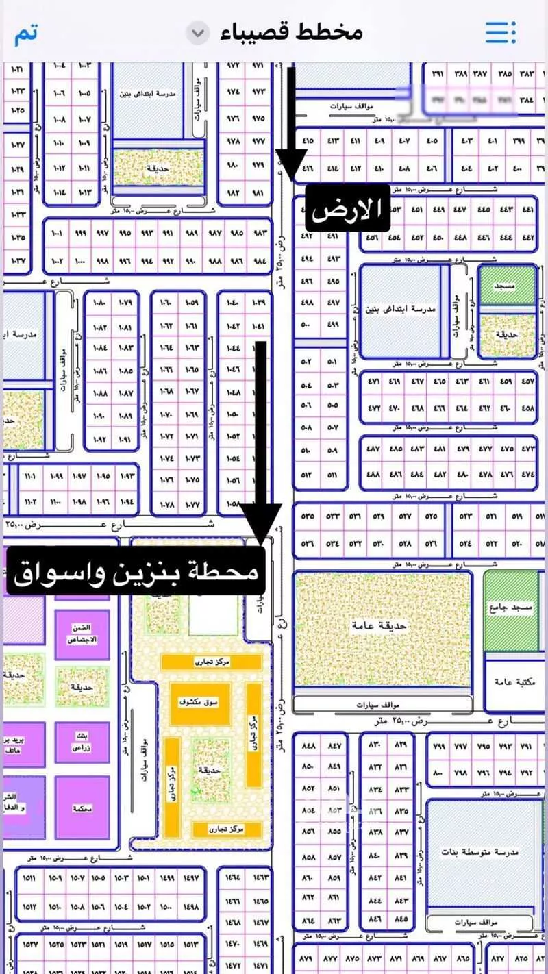 أرض للبيع في شارع 3253108, حي حي الورود, مدينة قصيباء الجديده, منطقة القصيم 1 صورة