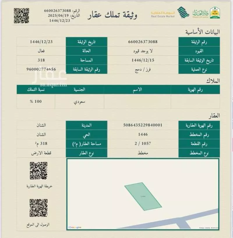 أرض للبيع في حي الازدهار, مدينة الشنان, منطقة حائل 1 صورة