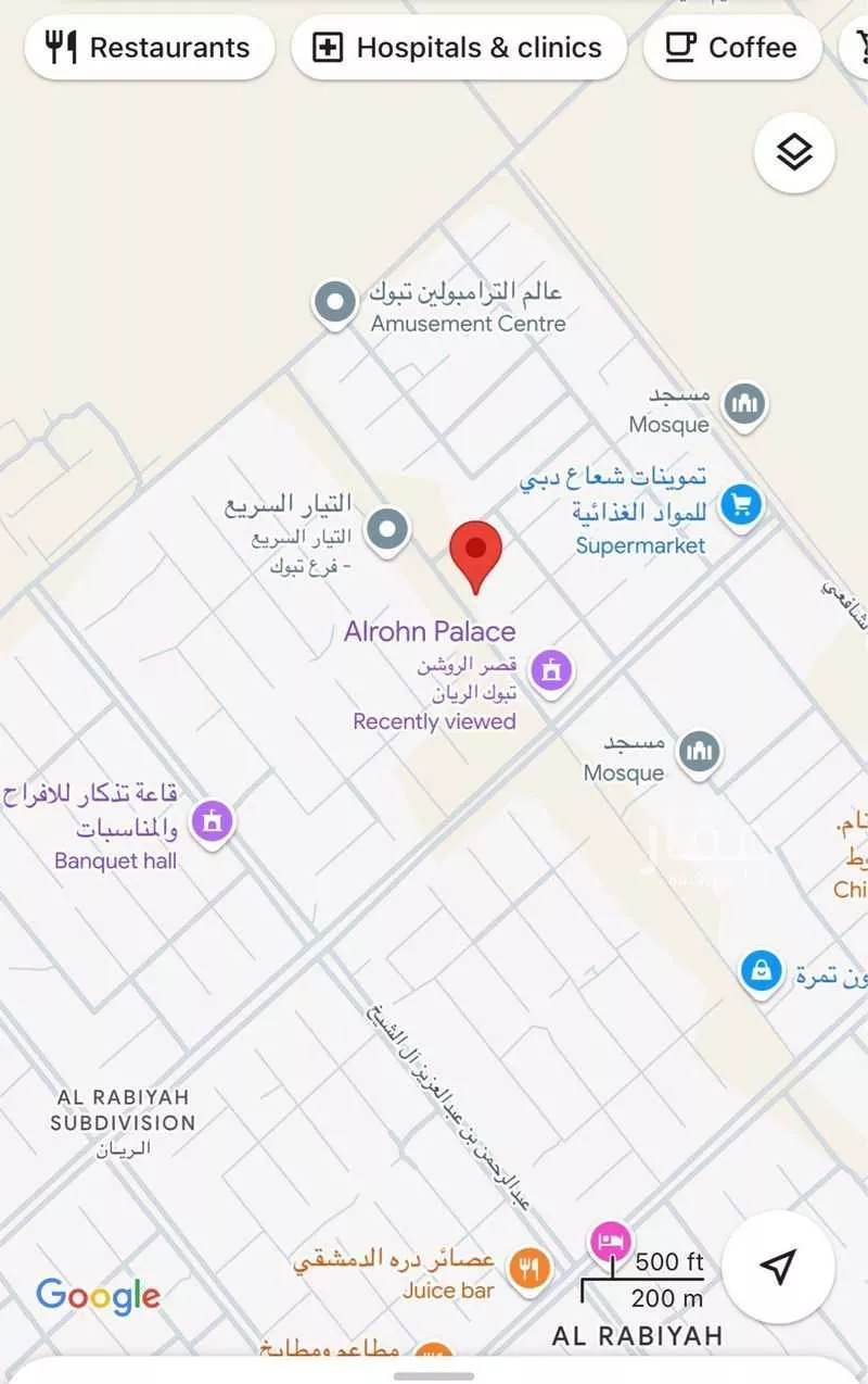 أرض للإيجار في شارع عقبة بن عامر, حي الريان, مدينة تبوك, منطقة تبوك 1 صورة