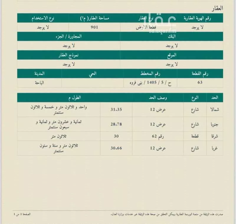 أرض للبيع في شارع الحارث الطائفي, حي النزهة, مدينة الباحة, منطقة الباحة 1 صورة