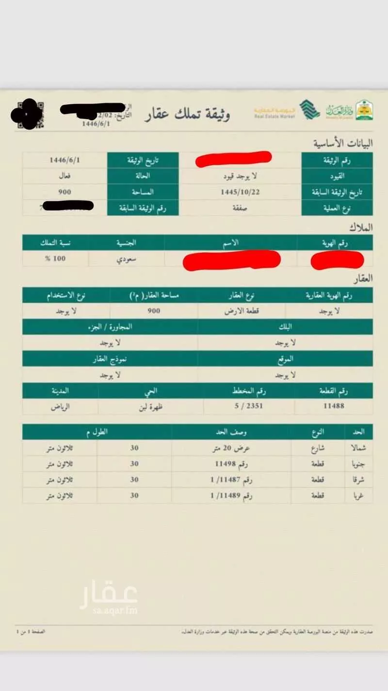 أرض للبيع في شارع دبيل, حي ظهرة لبن, مدينة الرياض, منطقة الرياض 1 صورة