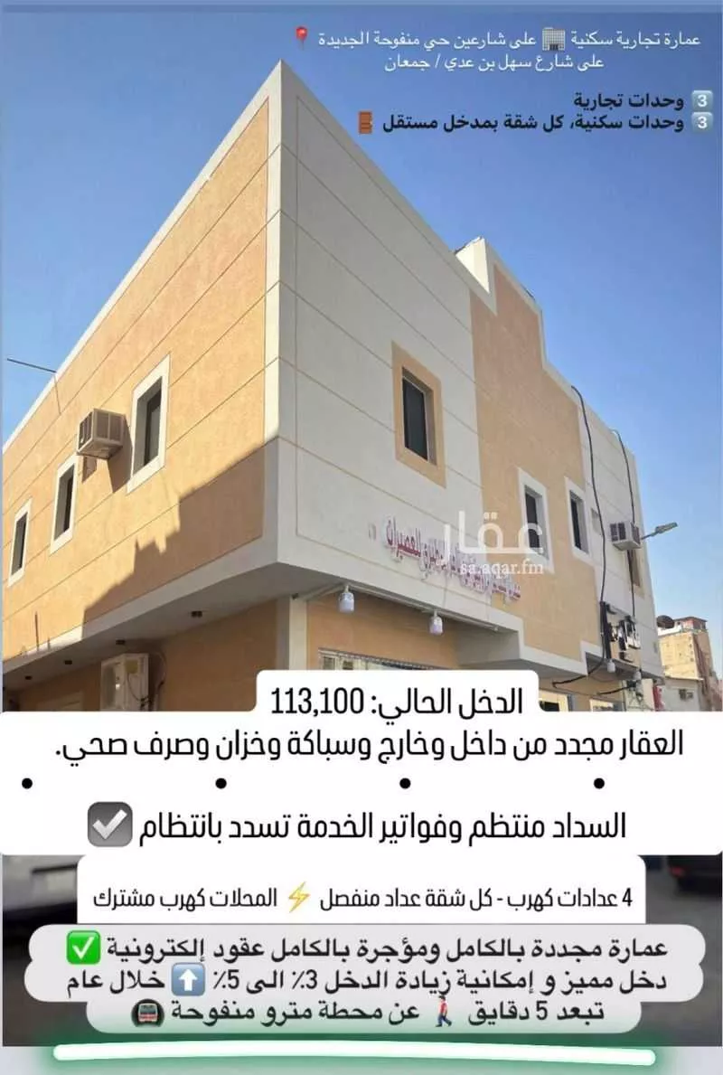 عمارة للبيع في شارع سهل بن عدي, حي منفوحة الجديدة, مدينة الرياض, منطقة الرياض 1 صورة