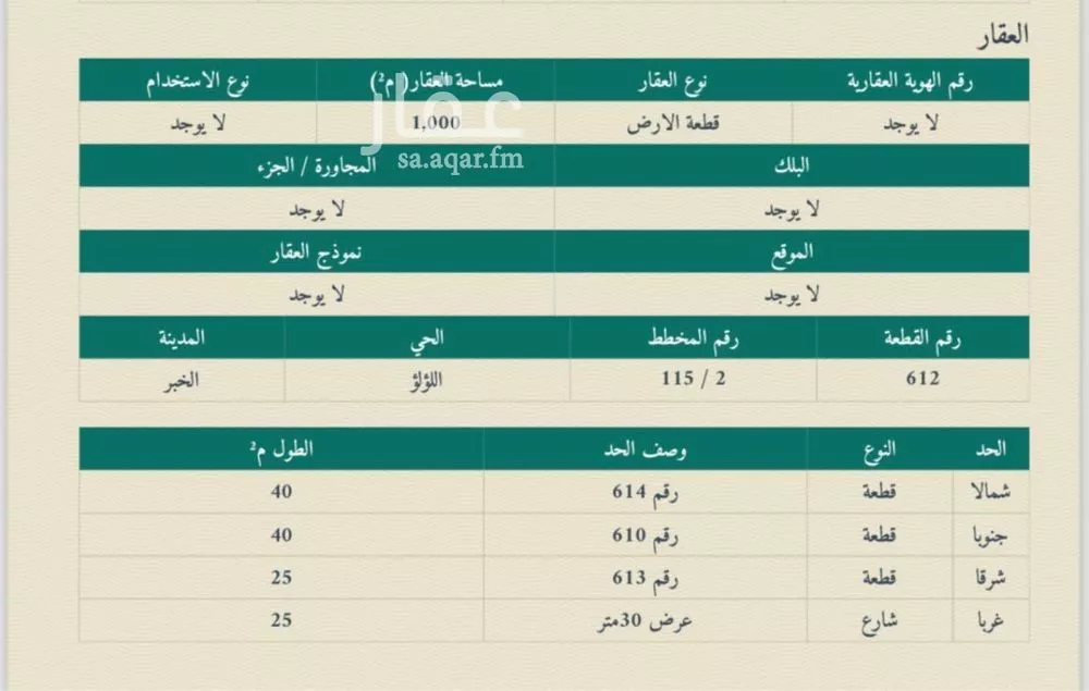 أرض للبيع في شارع المدارات, حي اللؤلؤ, مدينة الخبر, المنطقة الشرقية 1 صورة