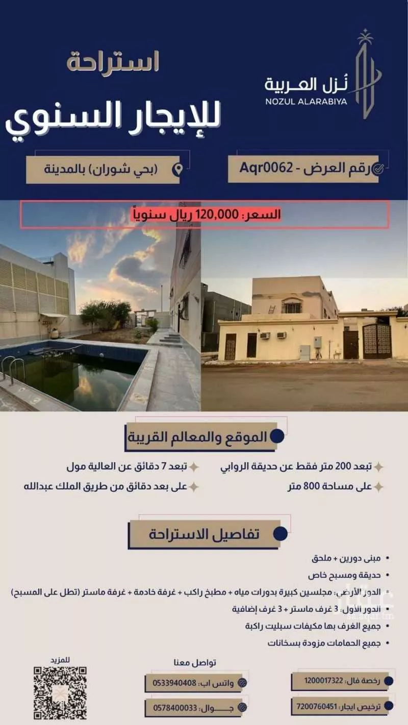 استراحة للإيجار في شارع عبدالله بن ميمون, حي الروابي, مدينة المدينة المنورة, منطقة المدينة المنورة 1 صورة