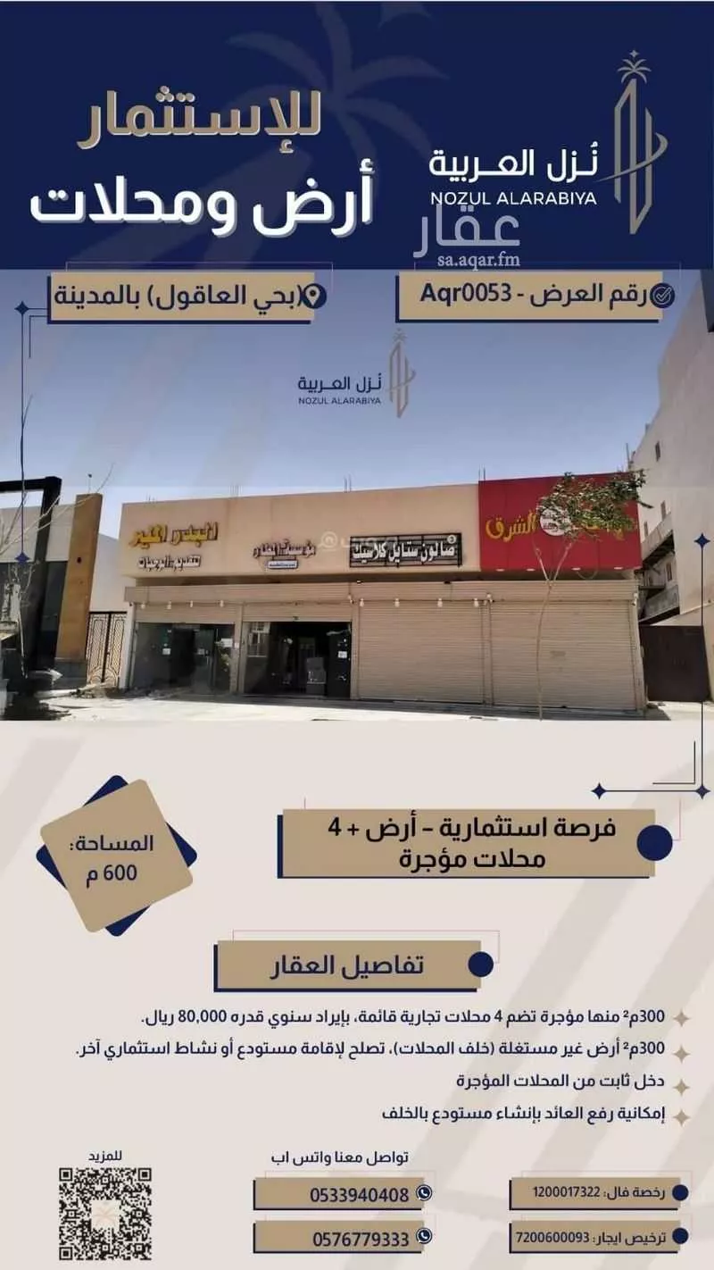 أرض للإيجار في شارع رافع ابن خديج, حي العاقول, مدينة المدينه المنوره, منطقة المدينة المنورة 1 صورة
