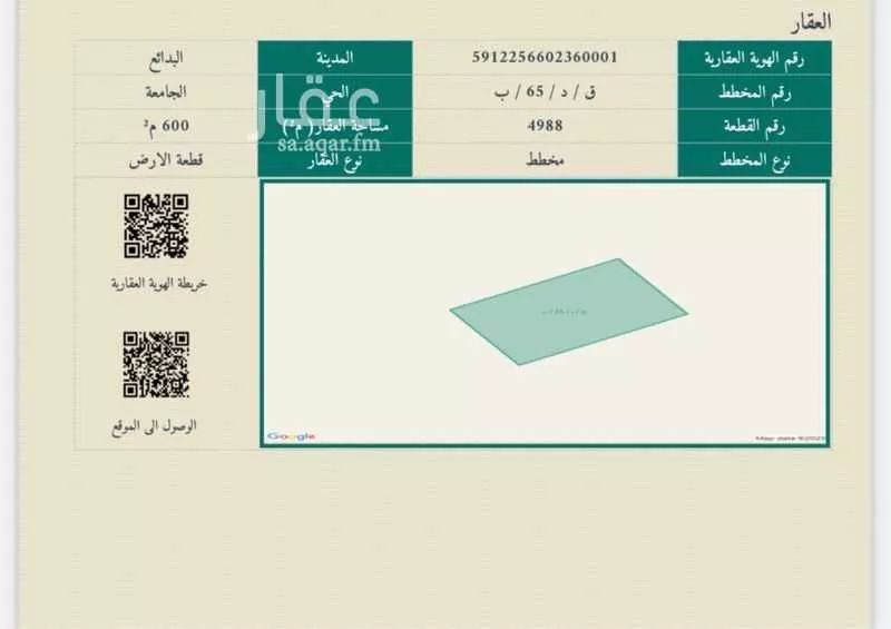 أرض للبيع في شارع 21, 21, حي الجامعة, مدينة البدائع, منطقة القصيم 1 صورة