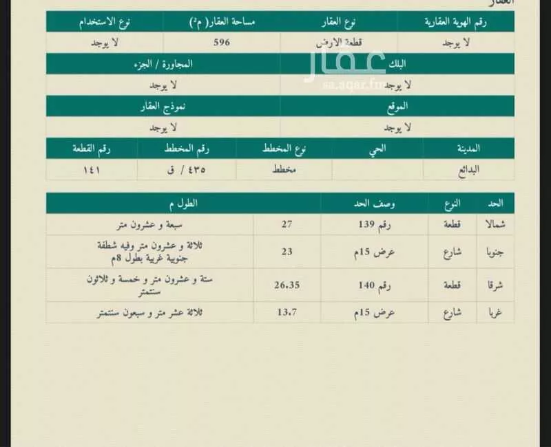 أرض للبيع في حي العبدلية, مدينة البدائع, منطقة القصيم 1 صورة