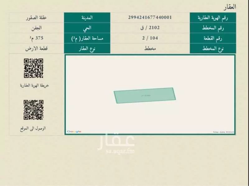 أرض للبيع في شارع 16840796, حي الجفن والردهه, مدينة الجفن والردهه, منطقة القصيم 1 صورة