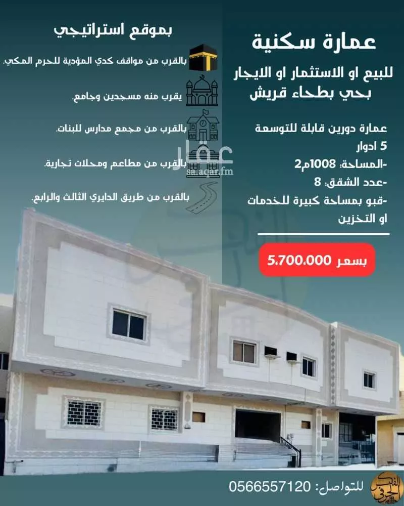 عمارة للبيع في شارع الشفا, حي الهجرة, مدينة مكة المكرمة, منطقة مكة المكرمة 1 صورة