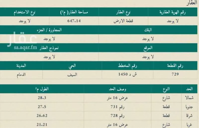 أرض للبيع في شارع 108 السيف, حي السيف, مدينة الدمام, المنطقة الشرقية 1 صورة