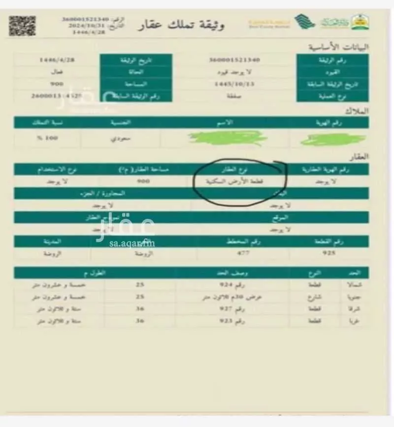 أرض للإيجار في الروضة ، منطقة حائل 1 صورة