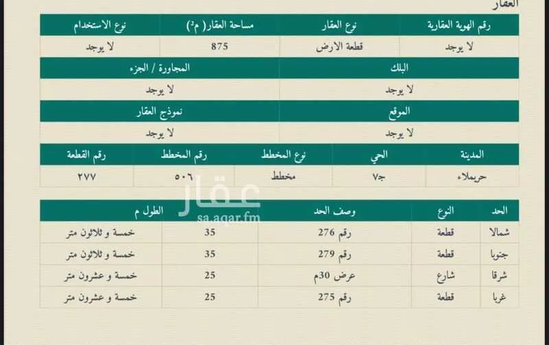 أرض للبيع في شارع الملك فهد ابن عبدالعزيز سعود, حي حي ج7, مدينة حريملاء, منطقة الرياض 1 صورة
