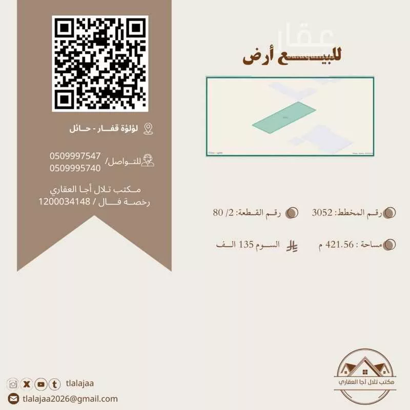 أرض للبيع في شارع الودي 41, حي الودي, مدينة حائل, منطقة حائل 1 صورة