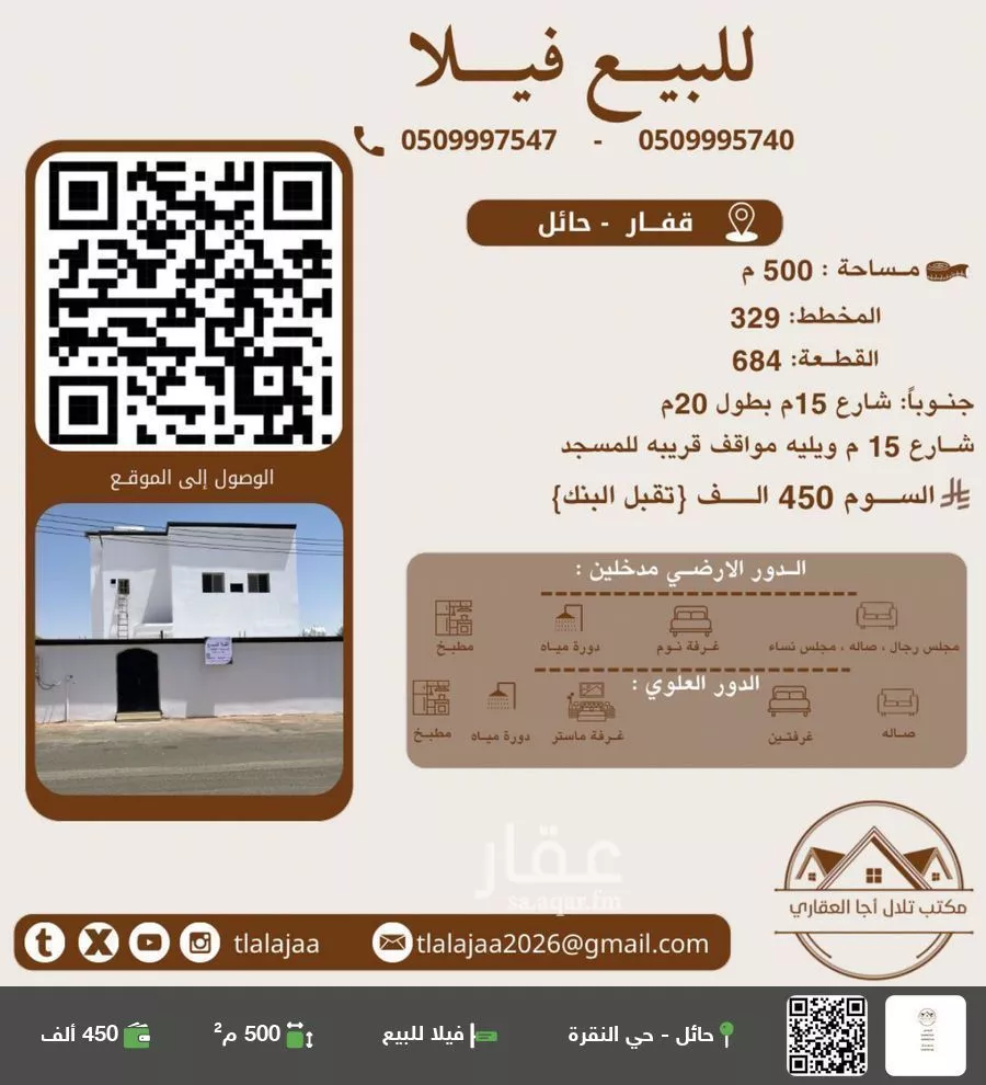 فيلا للبيع في شارع قاسم بن حزم, حي الودي, مدينة حائل, منطقة حائل 1 صورة