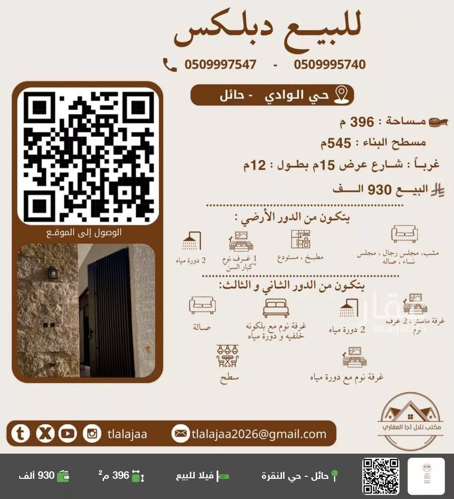 فيلا للبيع في شارع عتيق ابن محمد, حي الوادي, مدينة حائل, منطقة حائل 1 صورة