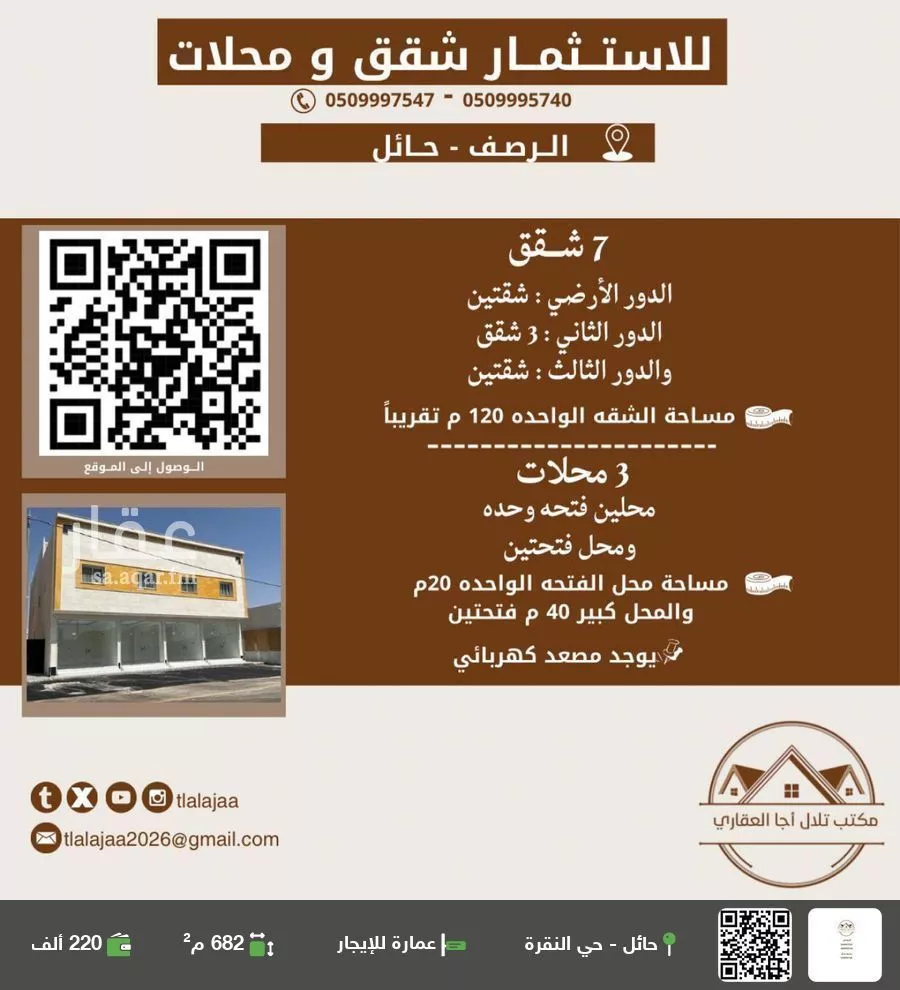 عمارة للإيجار في حي الرصف, مدينة حائل, منطقة حائل 1 صورة