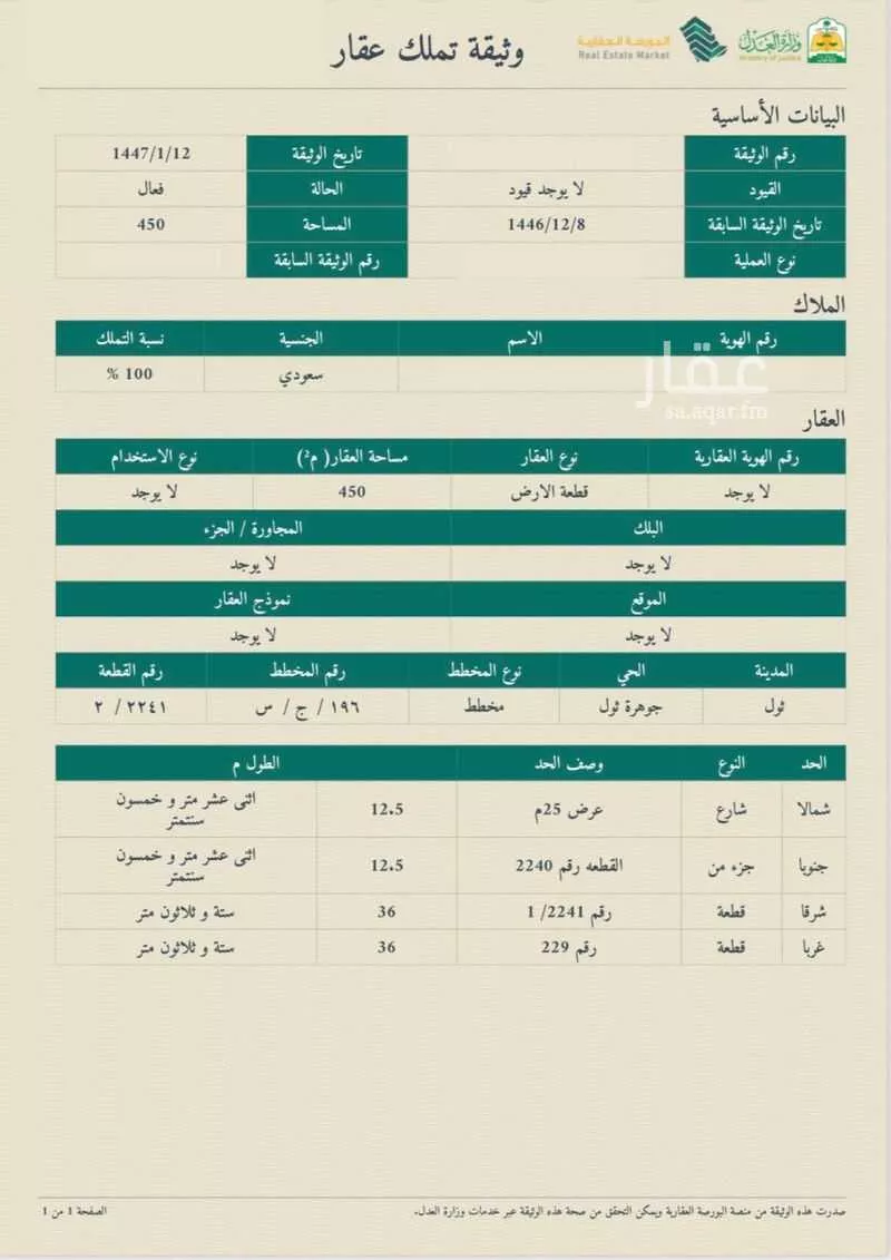أرض للبيع في حي جوهرة ثول, مدينة ثول, منطقة مكة المكرمة 1 صورة