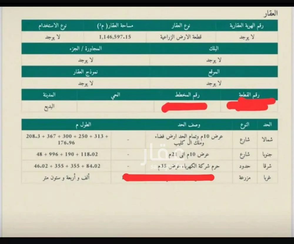 أرض للبيع في حي مزارع النبايه, مدينة مزارع النبايه, منطقة الرياض 1 صورة