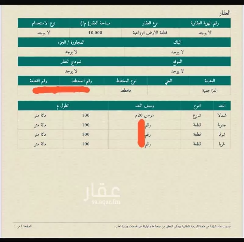 أرض للبيع في حي هجرة الزهوه والبيان, مدينة هجرة الزهوه والبيان, منطقة الرياض 1 صورة