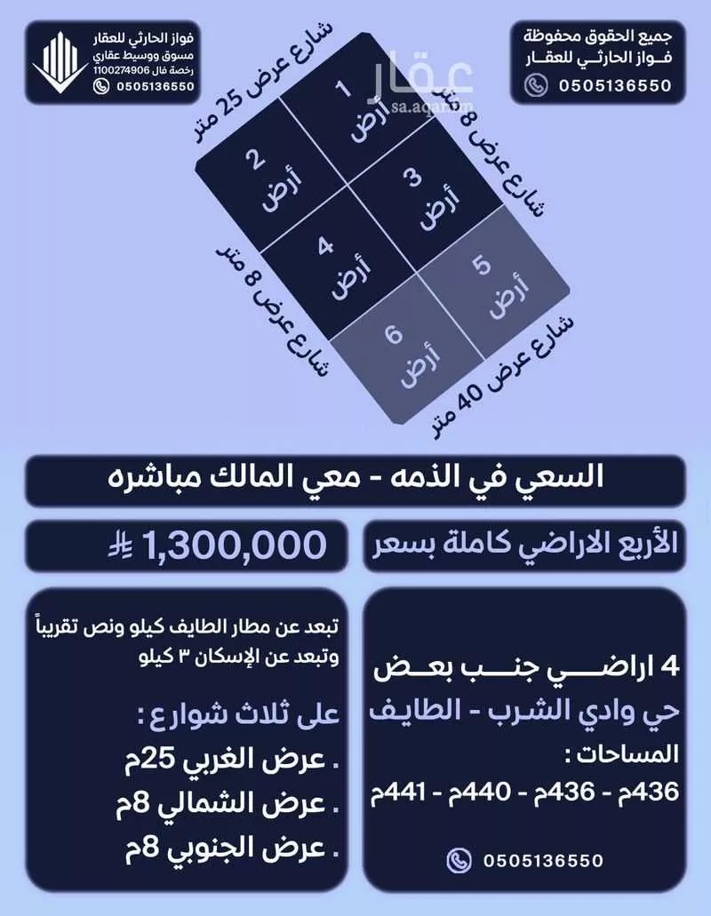 أرض للبيع في حي وادي الشرب, مدينة امارة منطقة مكة المكرمة - الطائف, منطقة مكة المكرمة 1 صورة