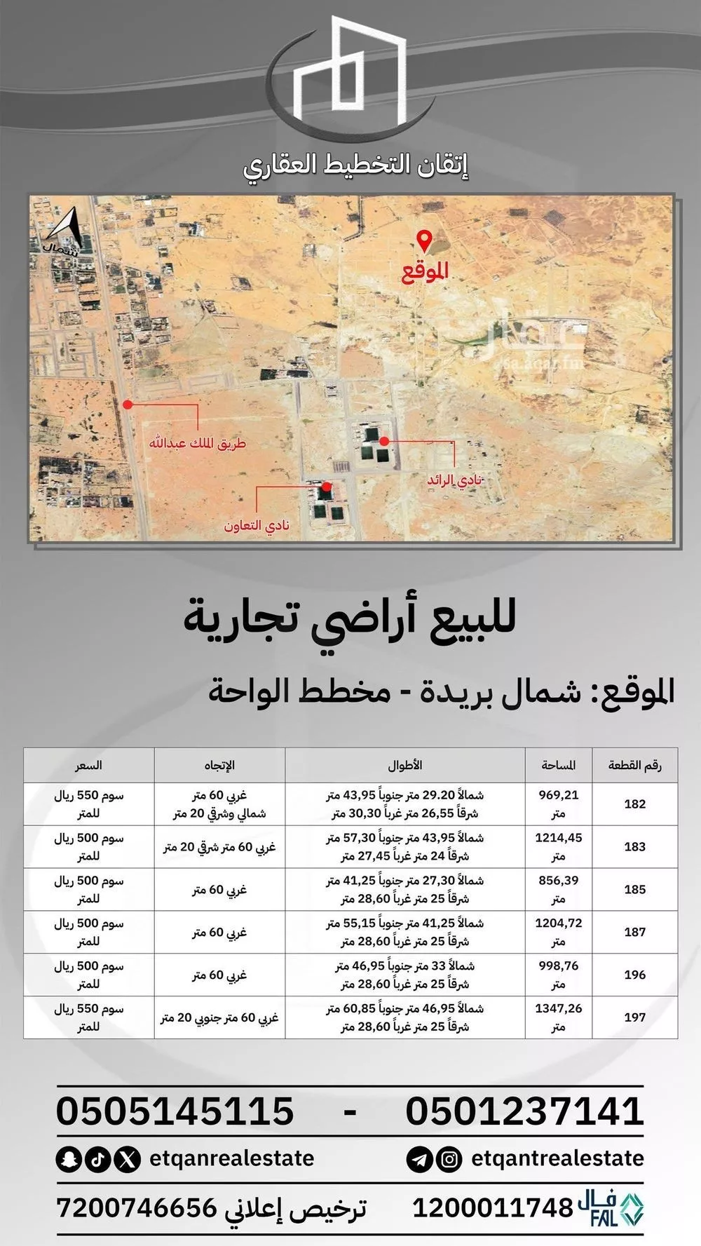 أرض للبيع في شارع الشقه العليا 643, حي الأمل, مدينة بريدة, منطقة القصيم 1 صورة