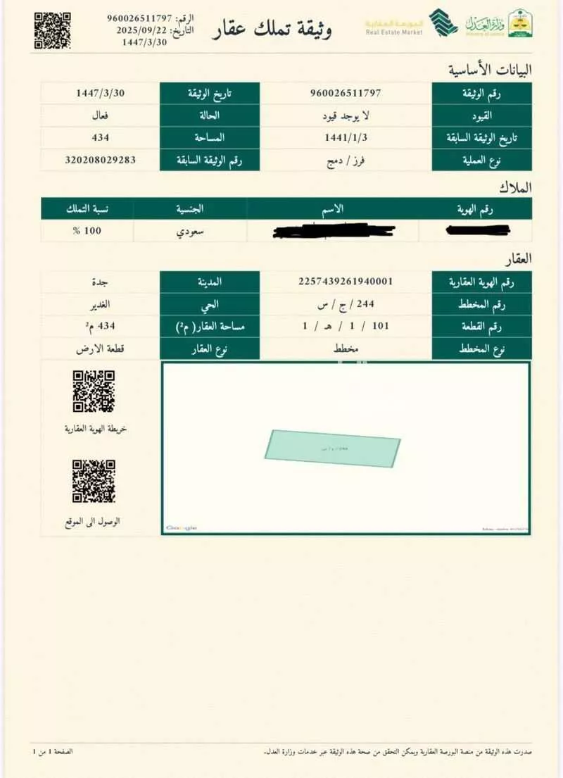 أرض للبيع في شارع عبد الكريم البنيان ، حي الغدير ، جدة ، جدة 1 صورة