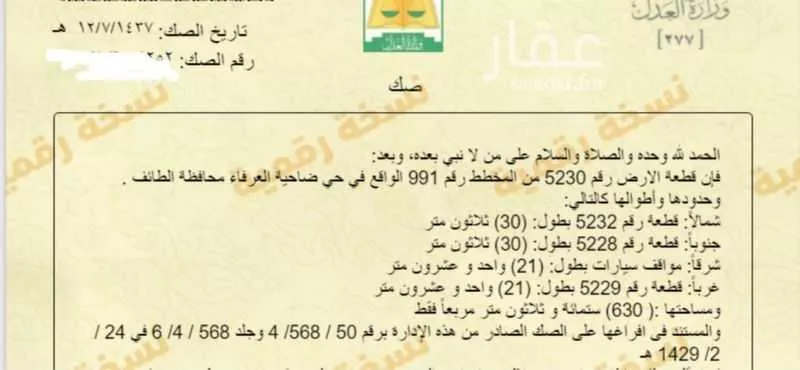 أرض للبيع في حي بدر, مدينة امارة منطقة مكة المكرمة - الطائف, منطقة مكة المكرمة 1 صورة
