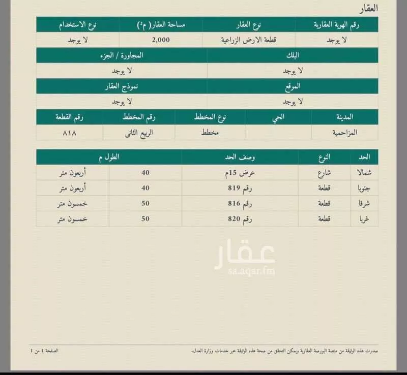 أرض للبيع في شارع ابو امية الازدي ، المزاحمية ، المزاحمية 1 صورة