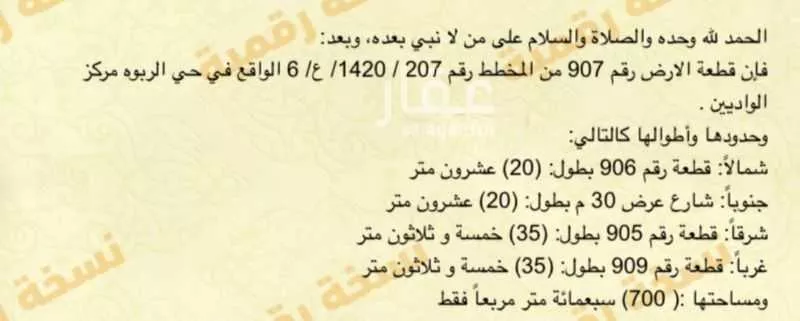 أرض للبيع في شارع عقيل ابن عطية ، الواديين ، احد رفيدة 1 صورة