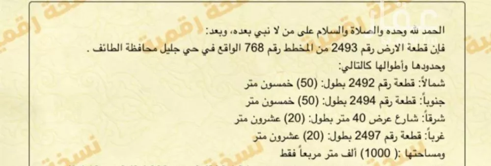 أرض للبيع في شارع ابن المجاور, حي وادي جليل, مدينة امارة منطقة مكة المكرمة - الطائف, منطقة مكة المكرمة 1 صورة