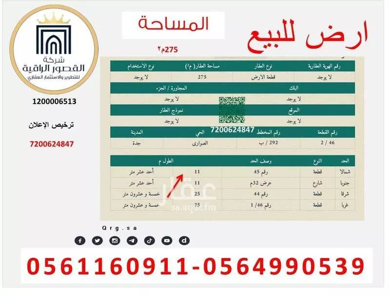 أرض للبيع في شارع سلمه بن الاكوع, حي الصواري, مدينة جدة, منطقة مكة المكرمة 1 صورة