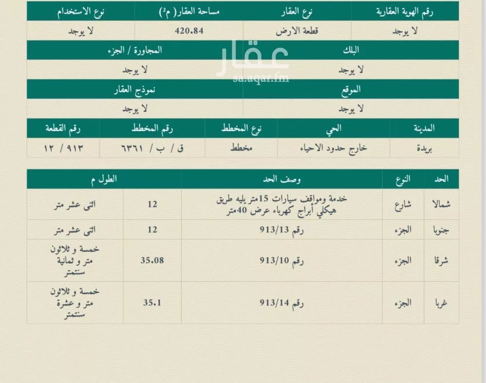 أرض للبيع في شارع المفرق وكمب الطرق 1812, حي الليوان, مدينة بريدة, منطقة القصيم 1 صورة
