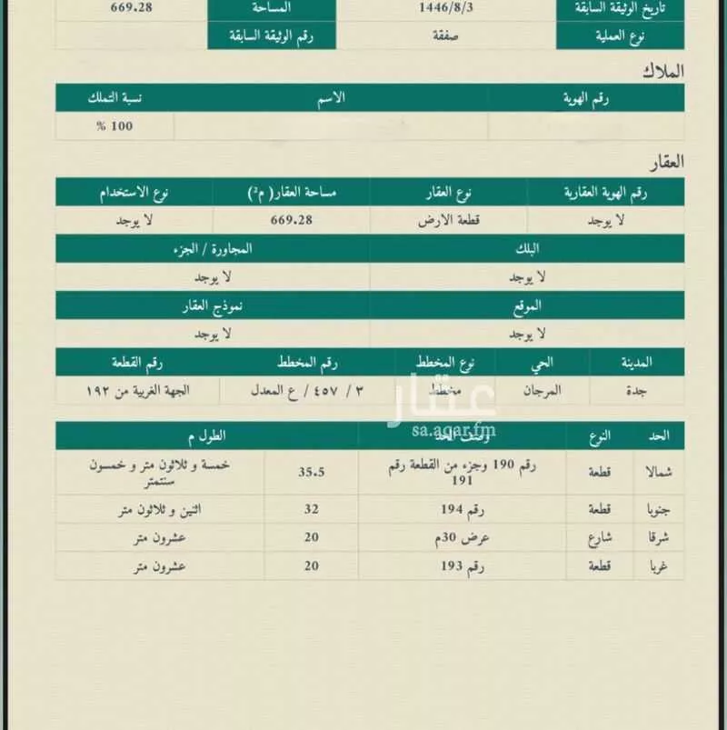 أرض للبيع في شارع المرجان, حي المرجان, مدينة جدة, منطقة مكة المكرمة 1 صورة